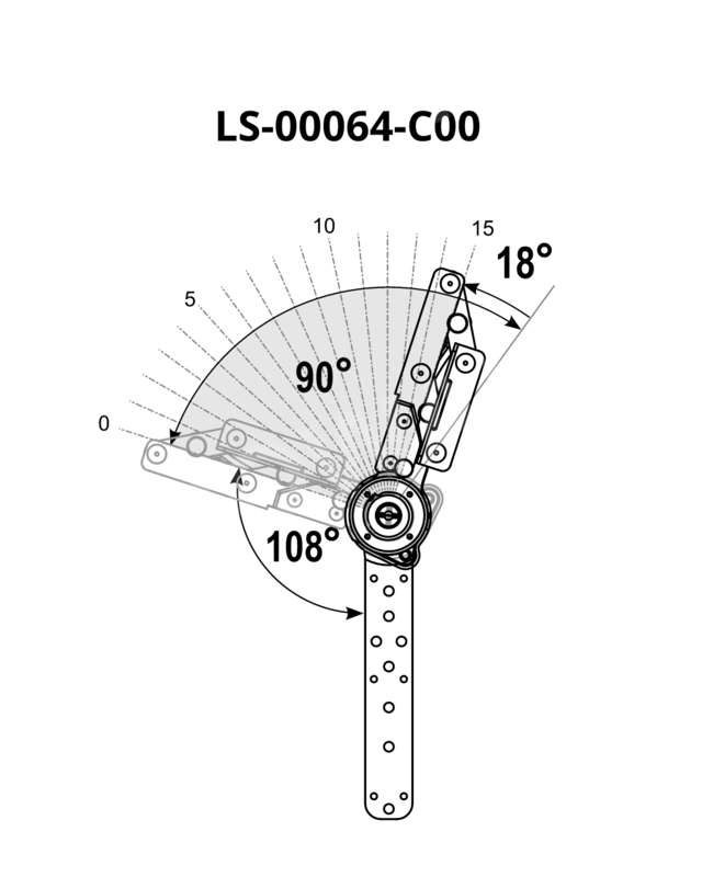 Mechanizm zapadkowy zagłówka przegub IS150LT-L-SS45-15-108 - 108-198° ze sprężyną