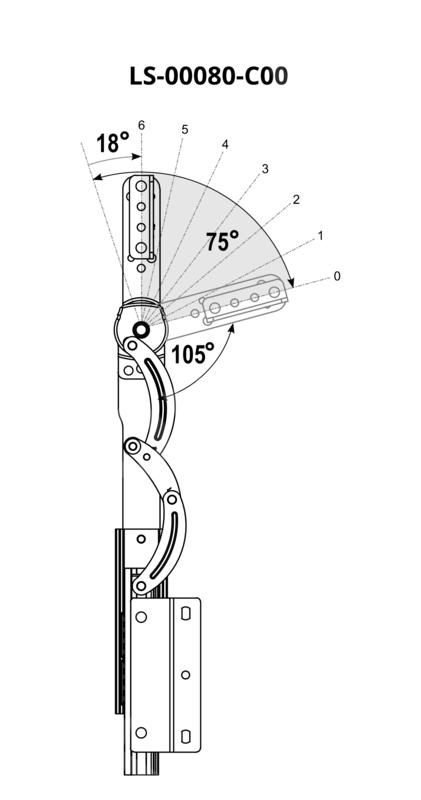 Rastmechanismus für Kopfstütze LIW-5-105-TT - 105°-180° 6 stufig