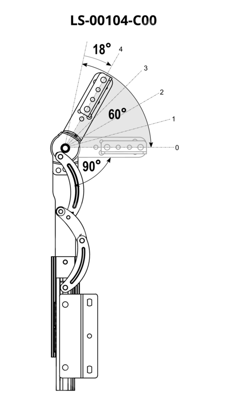 Mechanizm zapadkowy zagłówka LIW-5-105-TT - 90°-150° 4step