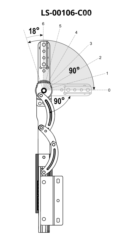 Mechanizm zapadkowy zagłówka LIW-5-105-TT - 90°-180° 6 step