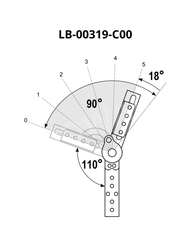 Mechanizm IHS-150T-SS-5-90 - small z ruchomym kątownikiem i sprężyną - 110°-200° 